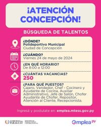 Convocatoria para llenar más de 300 vacancias laborales en Central y Concepción