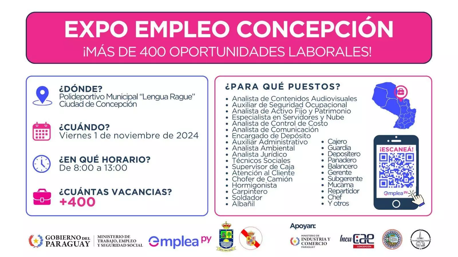 Expo Empleo Concepción se realiza este viernes con más de 400 oportunidades laborales en el norte del país