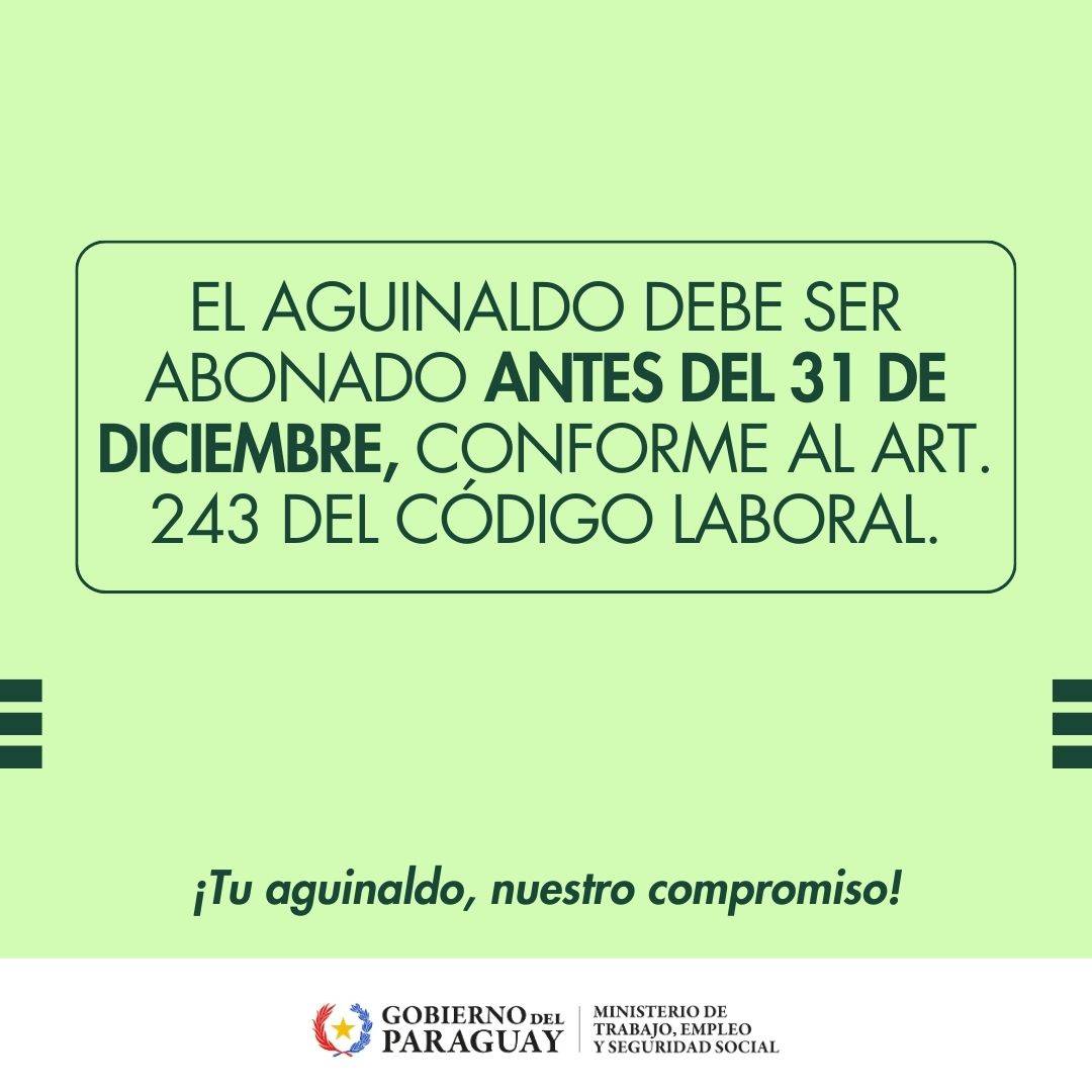 Empleadores tienen tiempo hasta antes del 31 de diciembre para el pago del aguinaldo