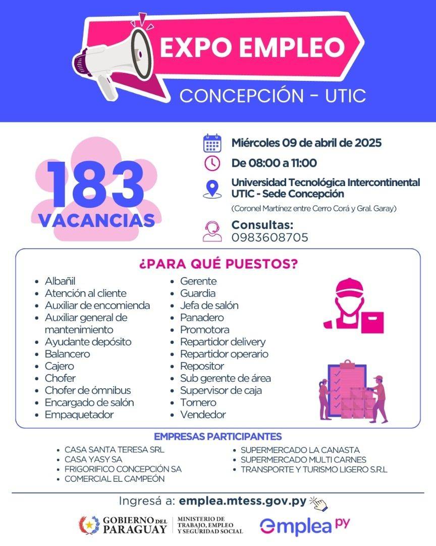 ​Más de 180 vacancias laborales disponibles en la Expo Empleo Concepción