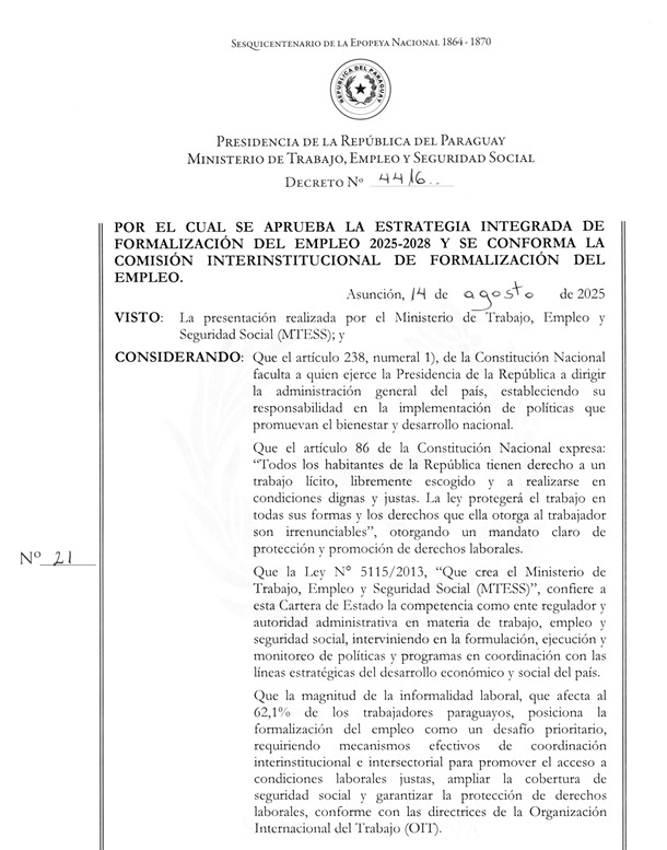 Gobierno aprueba la Estrategia Integrada de Formalización del Empleo 2025-2028