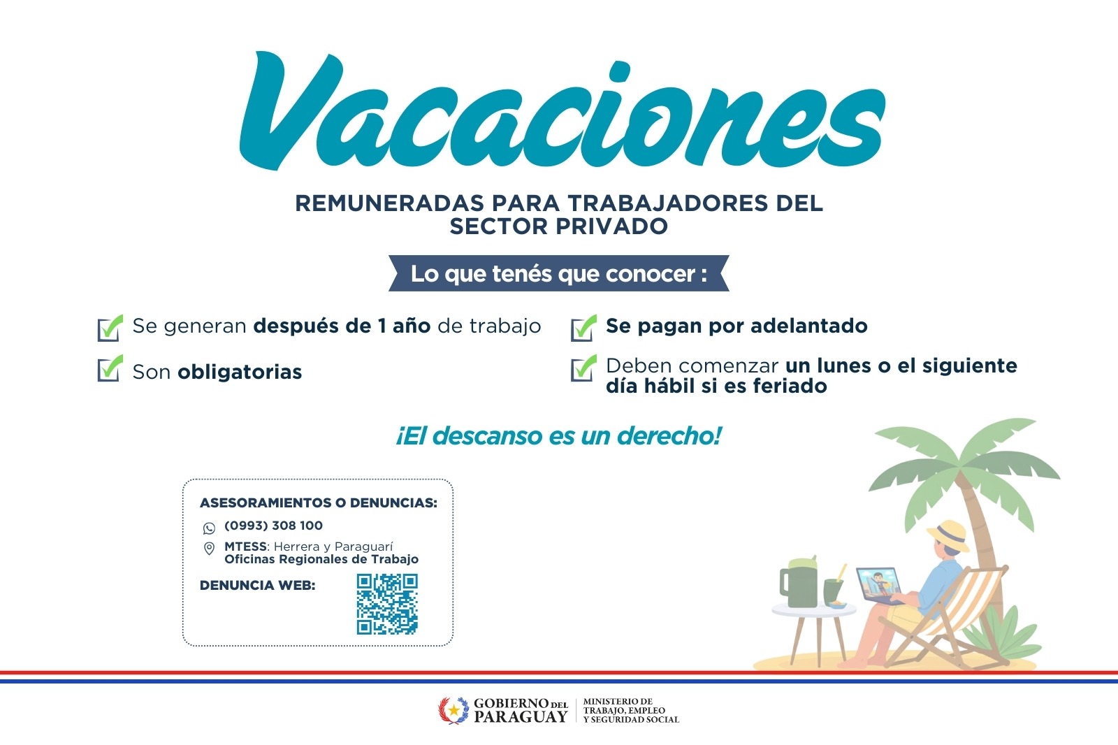 Flyer. Vacaciones remuneradas.