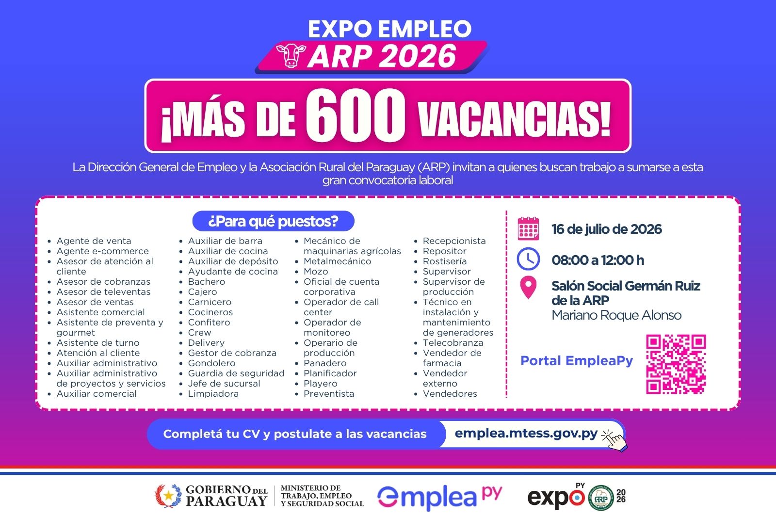Expo Empleo en la ARP ofrecerá 678 oportunidades laborales para quienes buscan incorporarse al mercado de trabajo